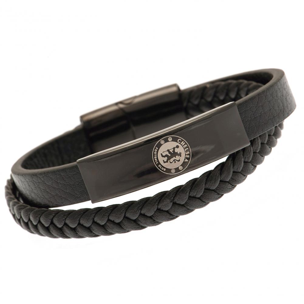 Chelsea FC Black IP Leather Bracelet: 1 - Jewellery By Chelsea