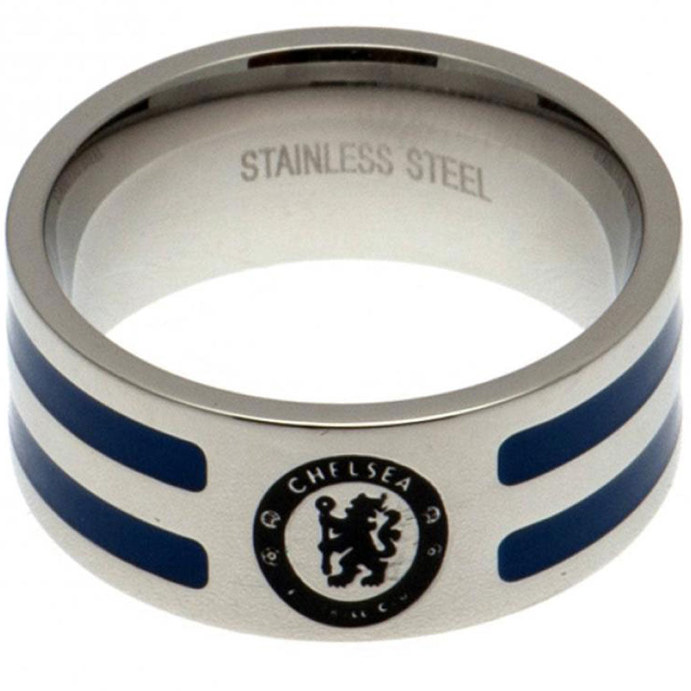 Chelsea FC Colour Stripe Ring Medium: 1 - Jewellery By Chelsea