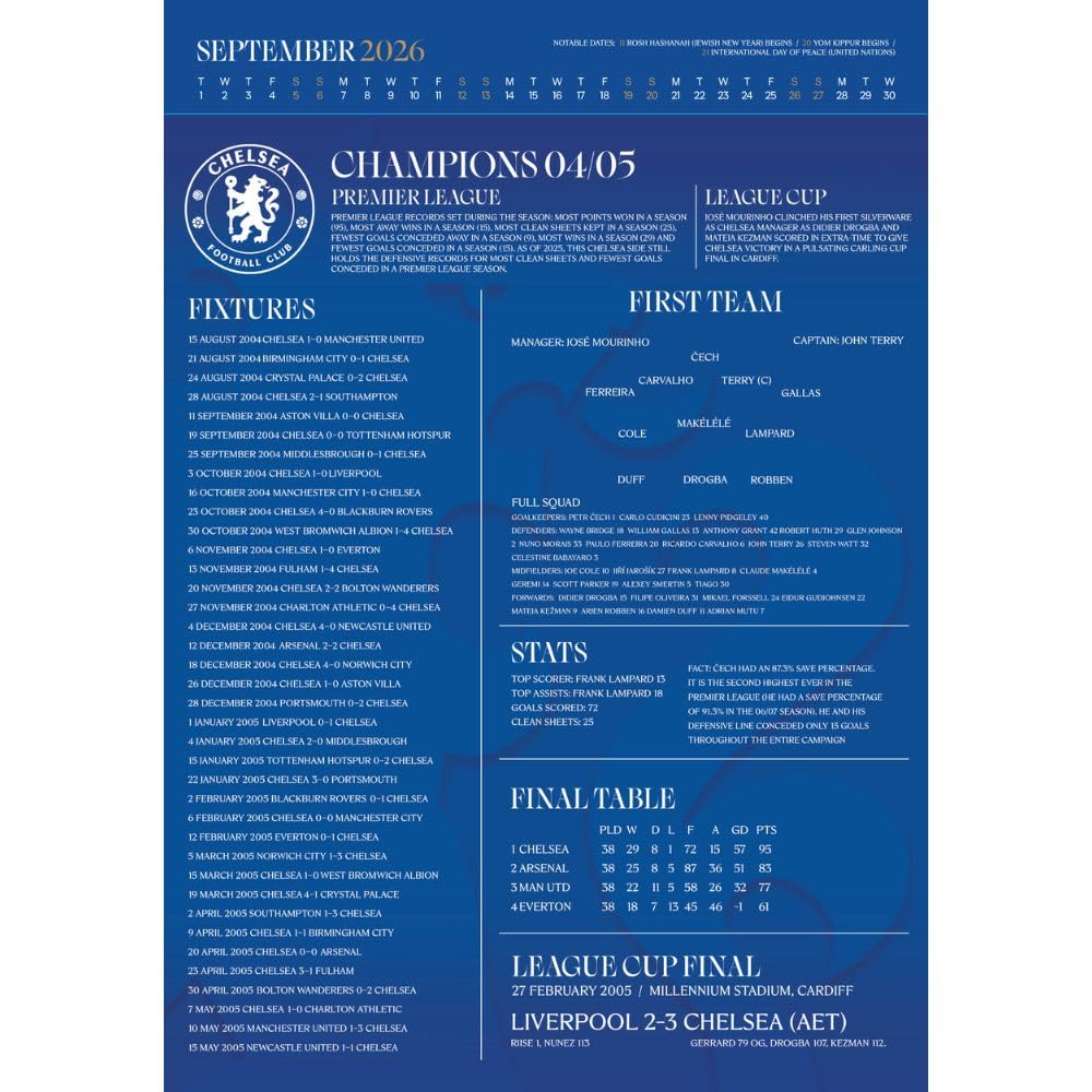 Chelsea FC Deluxe Calendar 2026: 4 - Calendars By Chelsea