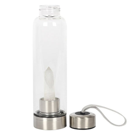 Clear Quartz Energising Glass Water Bottle: 3 - Water Bottles By Gift Moments