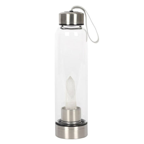 Clear Quartz Energising Glass Water Bottle: 1 - Water Bottles By Gift Moments