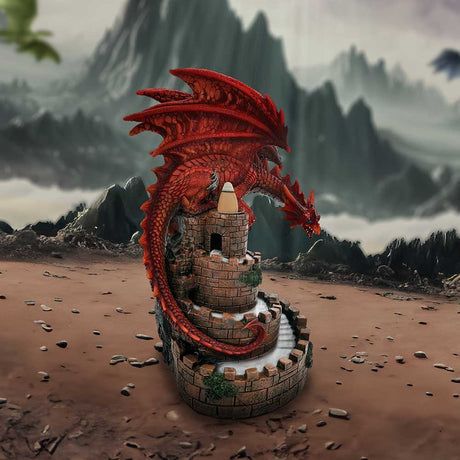 Crimson Keep Red Dragon Backflow Incense Burner 22cm: 1 - Incense Holders By Gift Moments