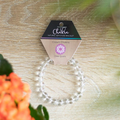 Crown Chakra Clear Quartz Gemstone Bracelet: 1 - Bracelets By Gift Moments