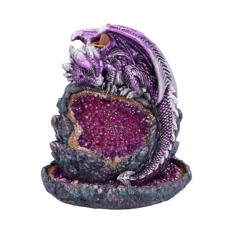 Crystalline Protector Purple Dragon Geode Backflow Incense Burner: 2 - Incense Holders By Gift Moments