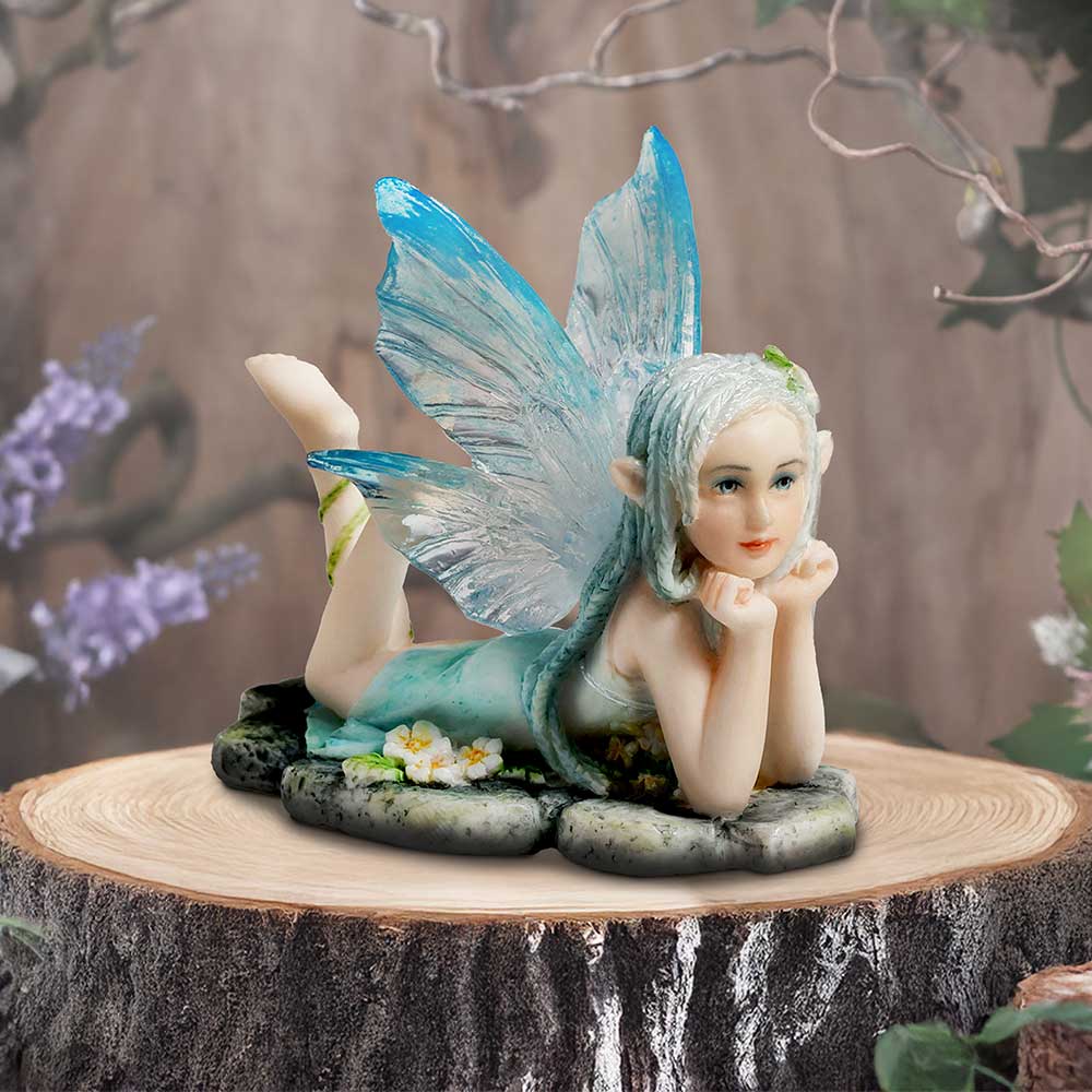 Amelia - Nature fairy figurine with clear blue wings - Shop Figurines Small (Under 15cm) At Gift Moments - 1