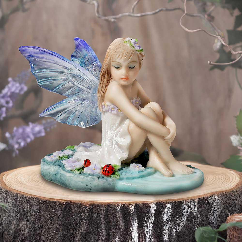 Jenna - Serene fairy with purple lilies and ladybugs - Shop Figurines Small (Under 15cm) At Gift Moments - 1