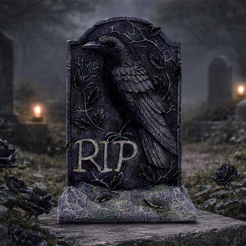 The Last Perch Gothic Raven Gravestone 25.3cm - Shop Figurines Medium (15-29cm) At Gift Moments - 1