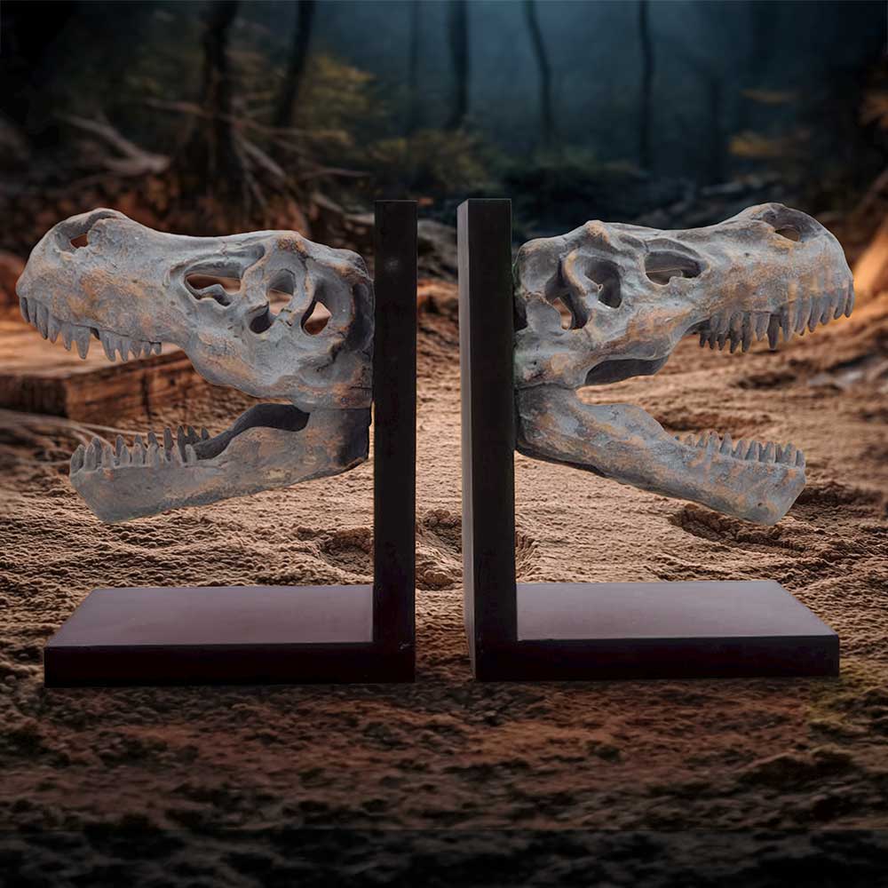 Tyrannossaurus Rex Skull Bookends 17.1cm - Shop Bookends At Gift Moments - 1