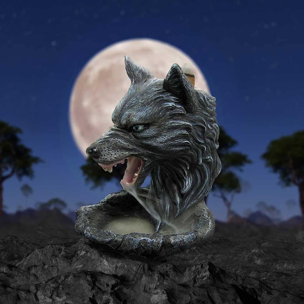 Dark Wolf Head Backflow Incense Burner 11.5cm: 1 - Incense Holders By Gift Moments