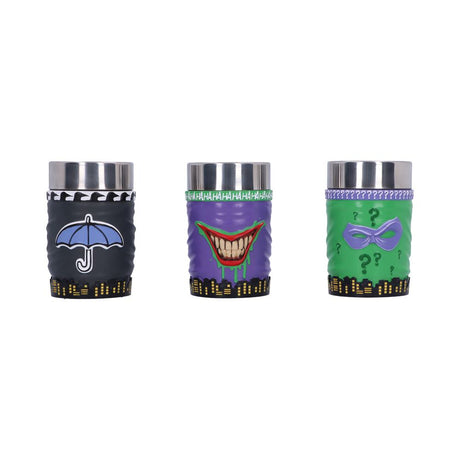 DC Batman Villain Mini Cup Set Joker Riddler and Penguin: 6 - Shot Glasses By Batman