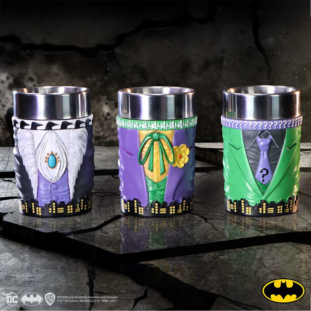 DC Batman Villain Mini Cup Set Joker Riddler and Penguin: 1 - Shot Glasses By Batman