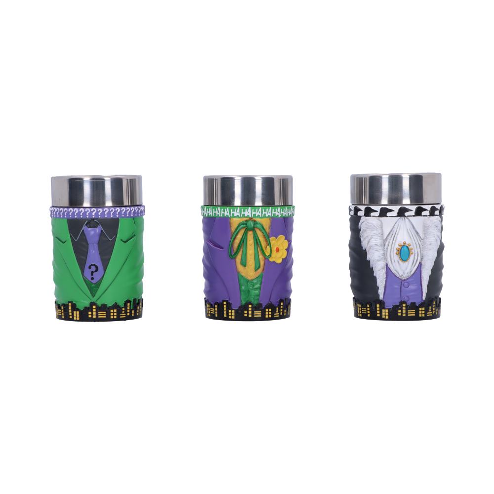 DC Batman Villain Mini Cup Set Joker Riddler and Penguin: 3 - Shot Glasses By Batman