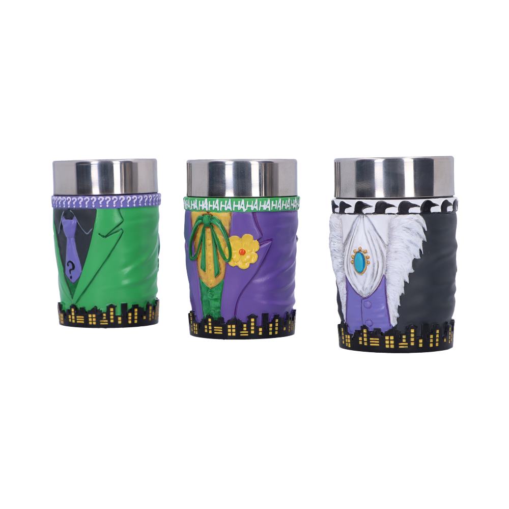 DC Batman Villain Mini Cup Set Joker Riddler and Penguin: 5 - Shot Glasses By Batman