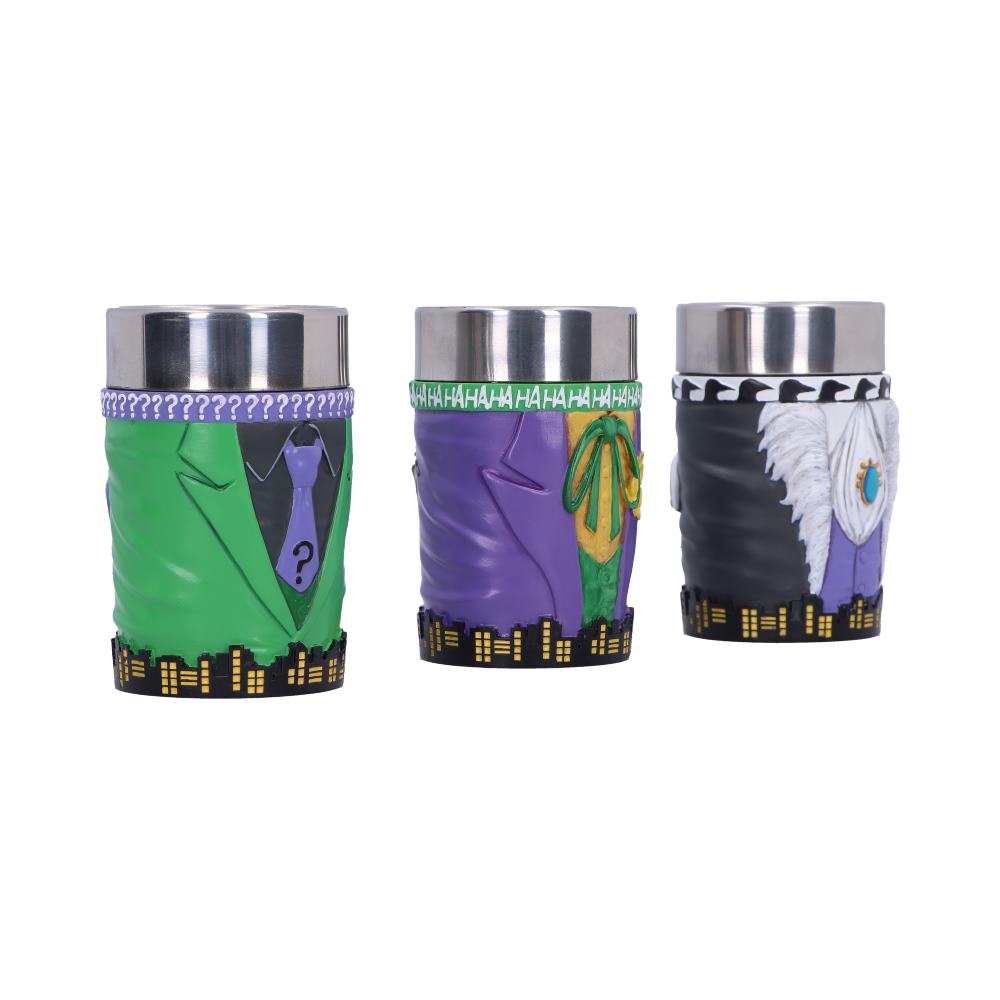 DC Batman Villain Mini Cup Set Joker Riddler and Penguin: 7 - Shot Glasses By Batman