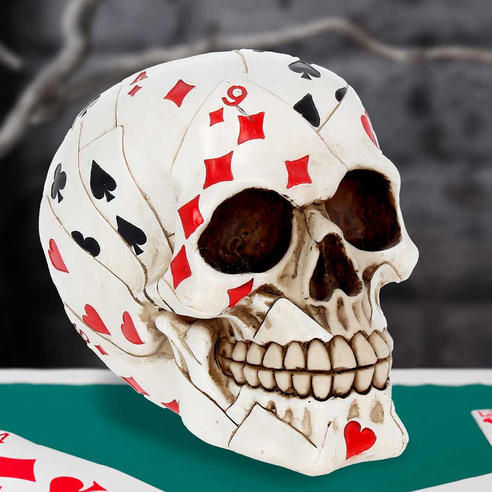 Dead Mans Hand Playing Card Skull Ornament: 1 - Figurines Medium (15-29cm) By Gift Moments
