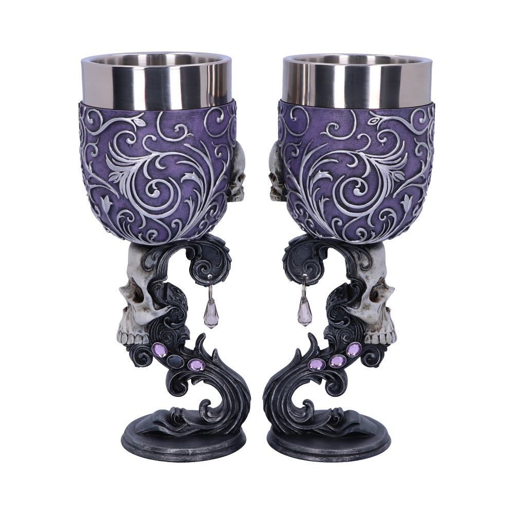 Deaths Desire Twin Skull Heart Set of Two Goblets: 2 - Goblets & Chalices By NN Designs