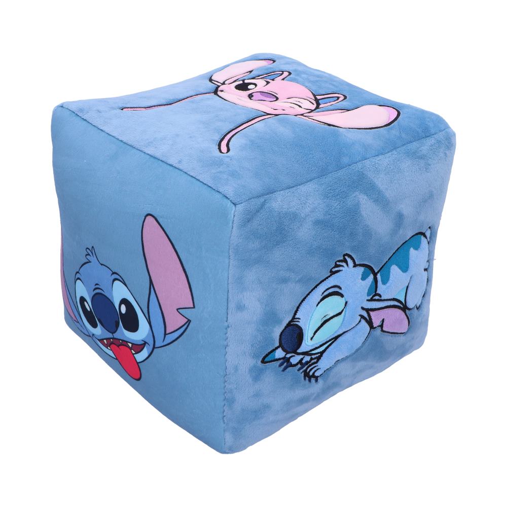 Disney Stitch and Angel Cube Cushion in Blue: 3 - Cushions By Lilo & Stitch
