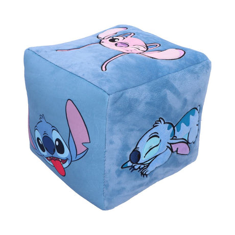 Disney Stitch and Angel Cube Cushion in Blue: 3 - Cushions By Lilo & Stitch