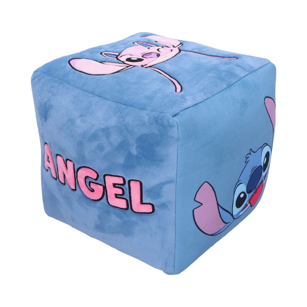Disney Stitch and Angel Cube Cushion in Blue: 5 - Cushions By Lilo & Stitch