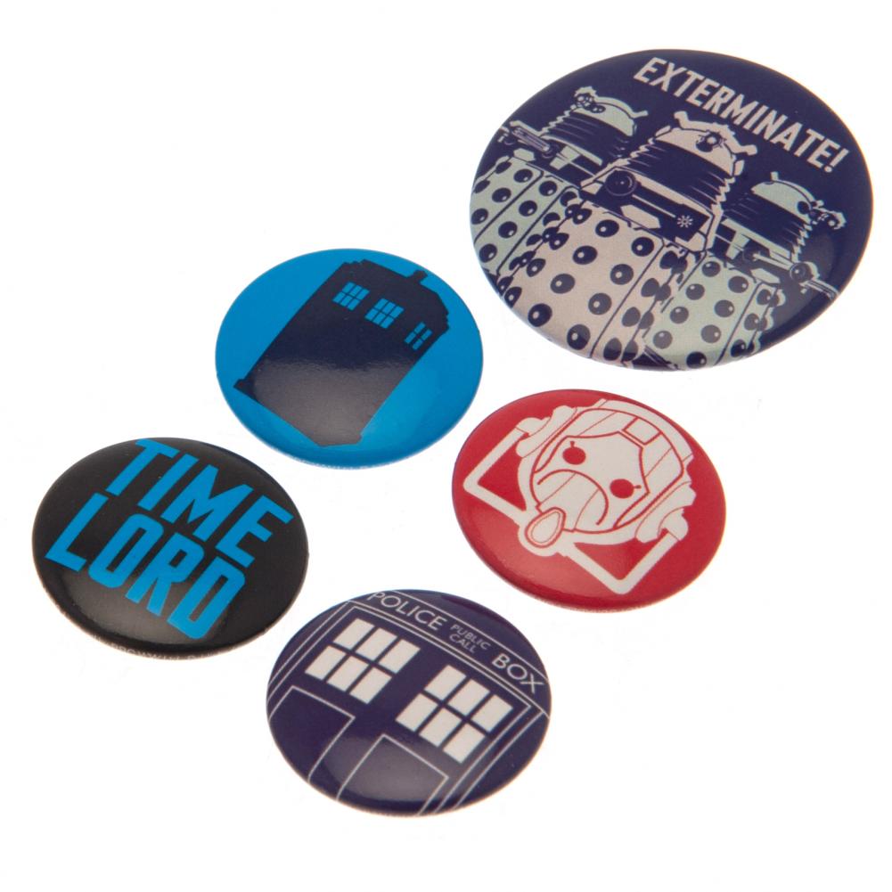 Doctor Who Button Badge Set: 2 Badges By Doctor