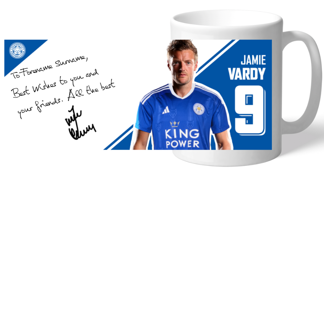 Personalised Leicester City FC Vardy Autograph Mug