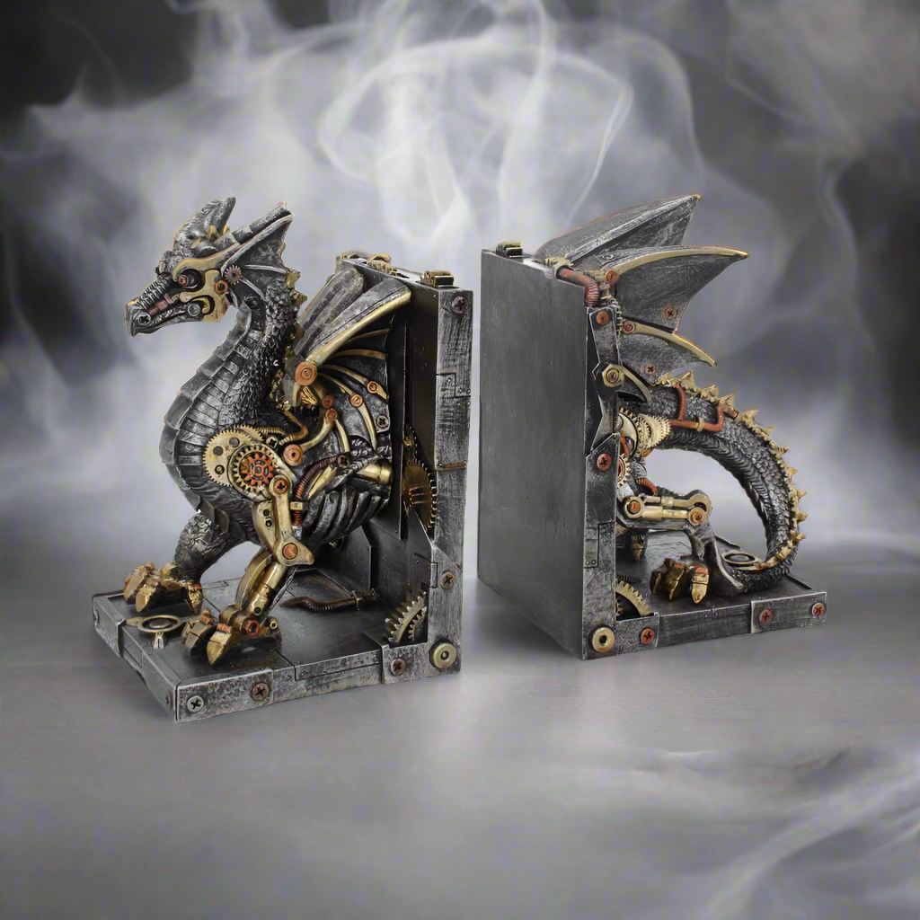 Dracus Machina Steampunk Dragon Bookends 27cm - Shop Bookends At Gift Moments - 1
