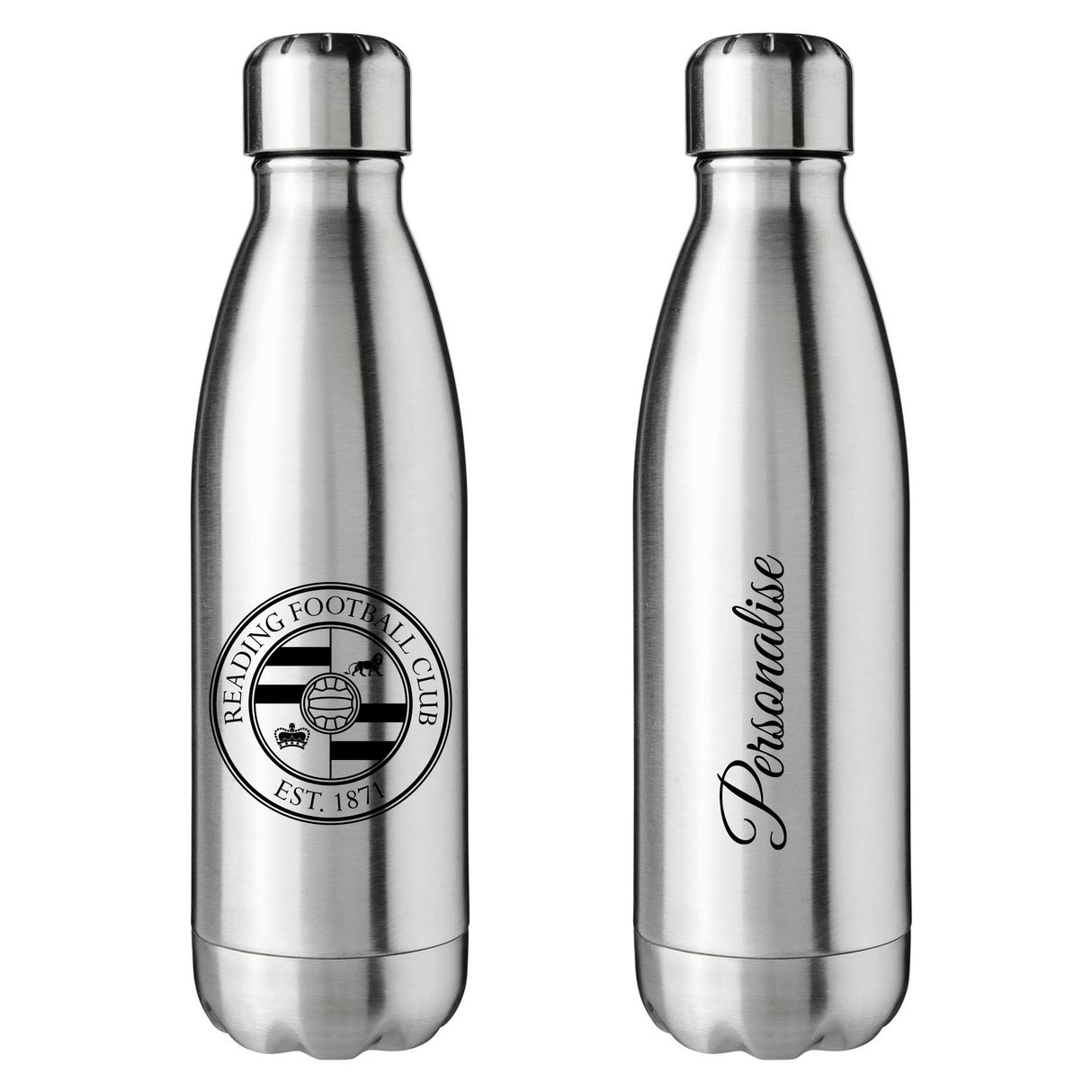 Personalised Reading FC Crest Silver Insulated Water Bottle