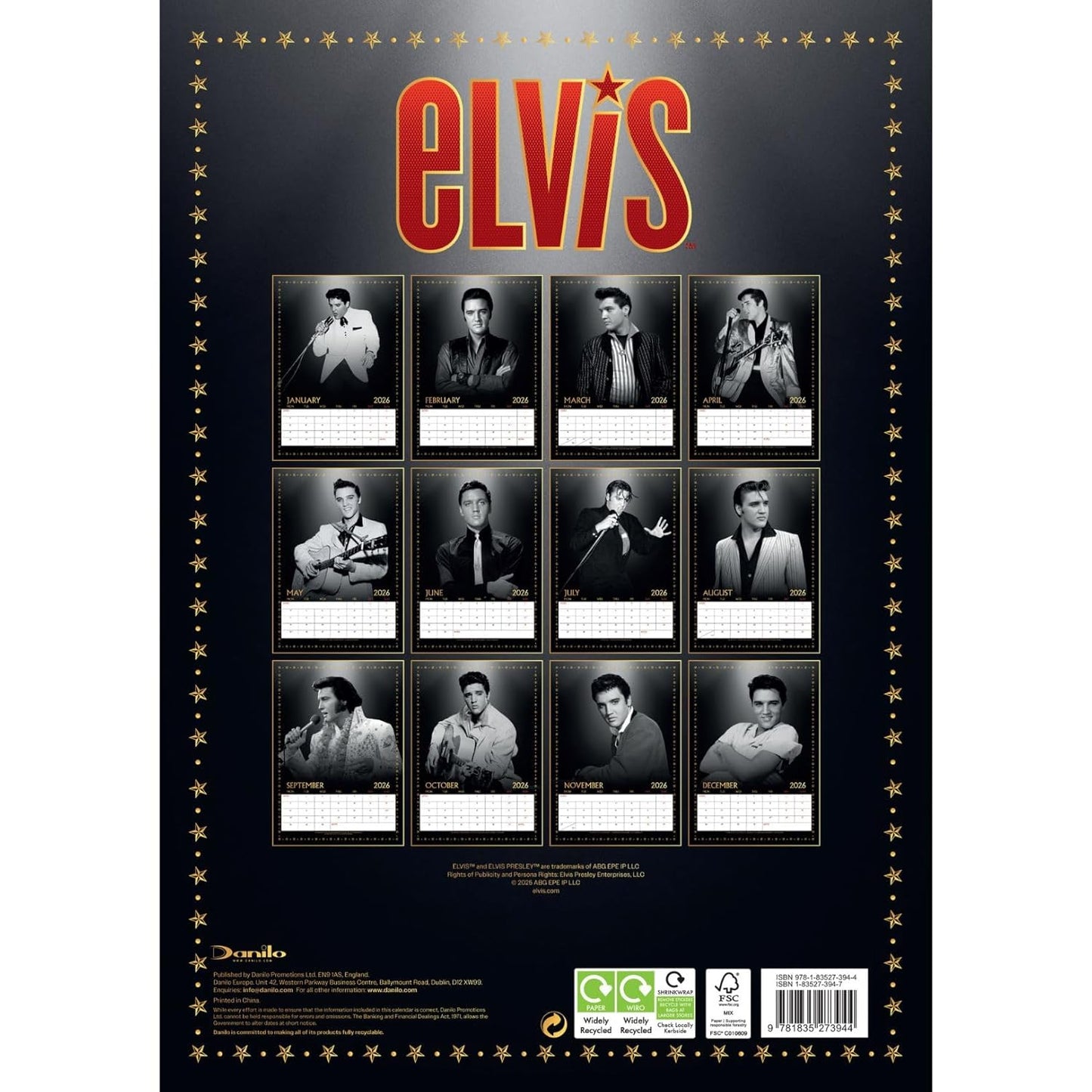 Elvis Presley A3 Calendar 2026: 4 - Calendars By Elvis Presley