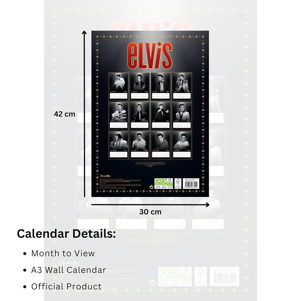 Elvis Presley A3 Calendar 2026: 5 - Calendars By Elvis Presley