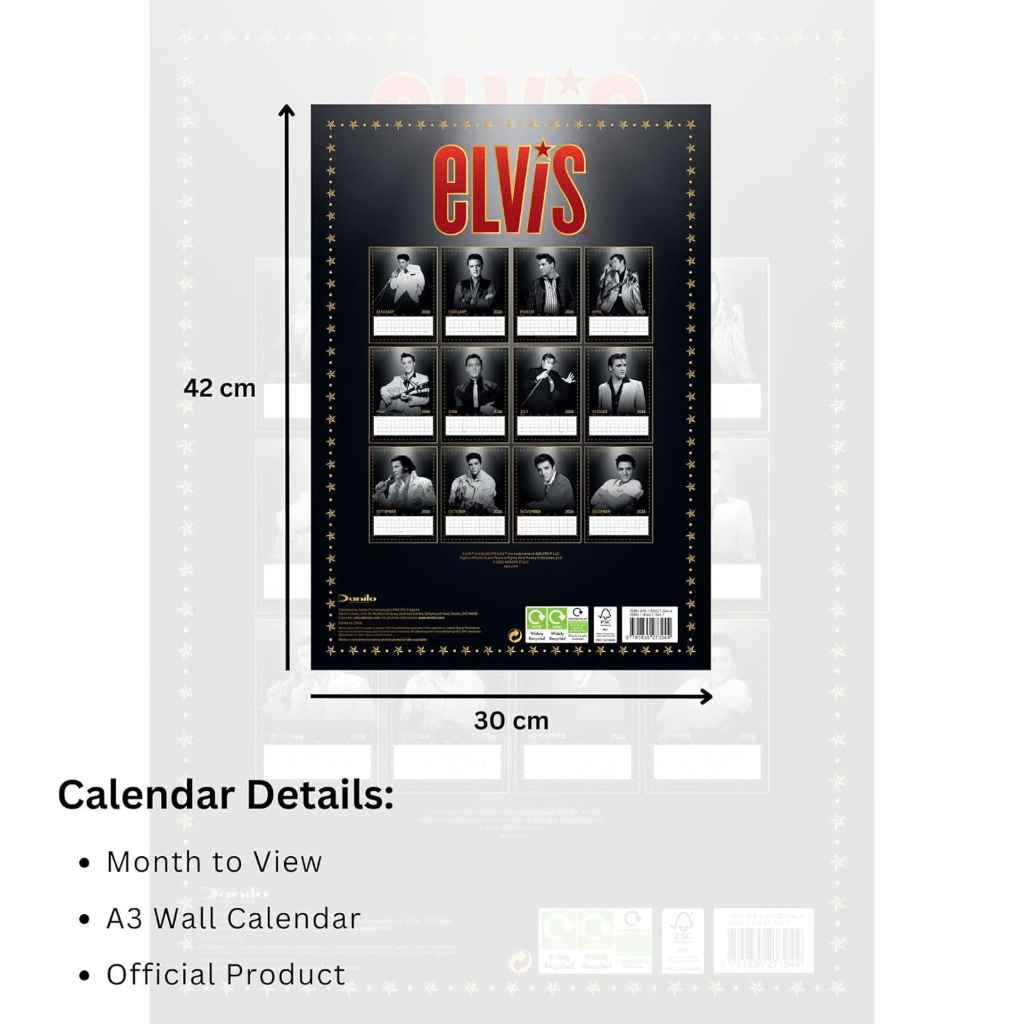 Elvis Presley A3 Calendar 2026: 5 - Calendars By Elvis Presley