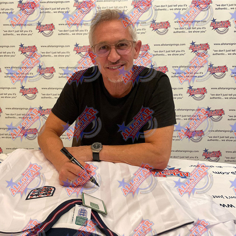 England FA 1986 Lineker Signed Shirt (Framed): 2 - Signed Memorabilia By England