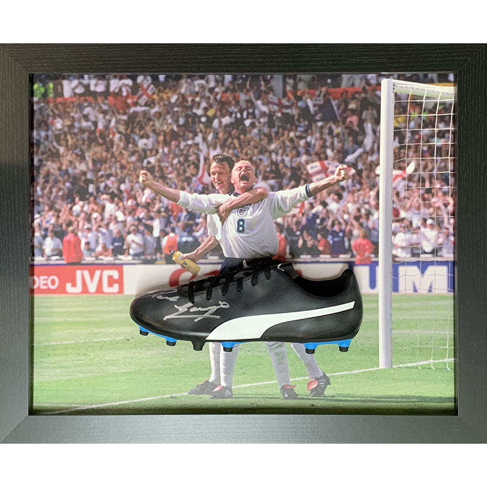 England FA Gascoigne Signed Boot (Framed): 1 - Signed Memorabilia By England