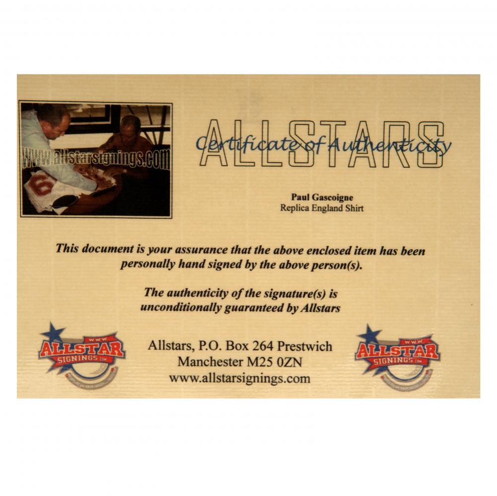 England FA Gascoigne Signed Shirt: 4 - Signed Memorabilia By England