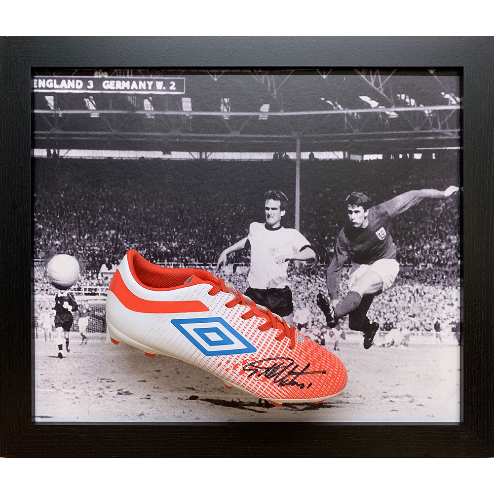 England FA Hurst Signed Boot (Framed): 1 - Signed Memorabilia By England