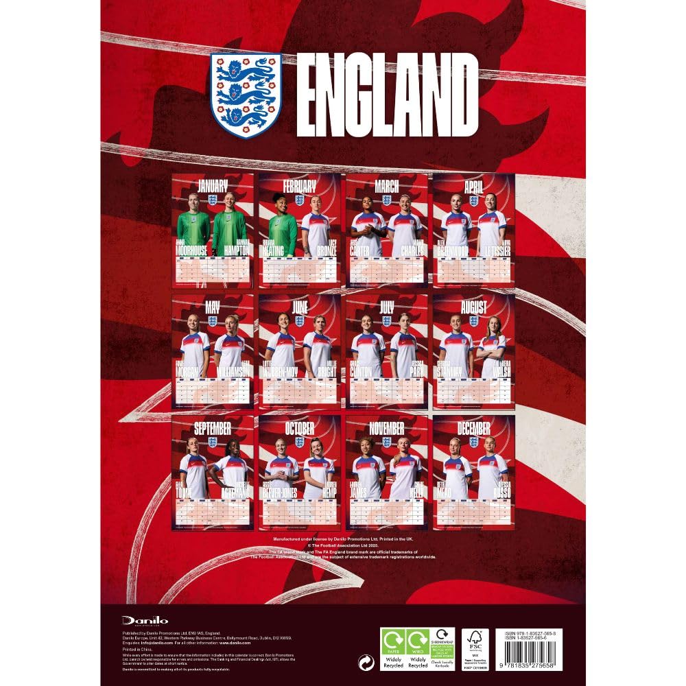 England WFA A3 Calendar 2026: 4 - Calendars By England