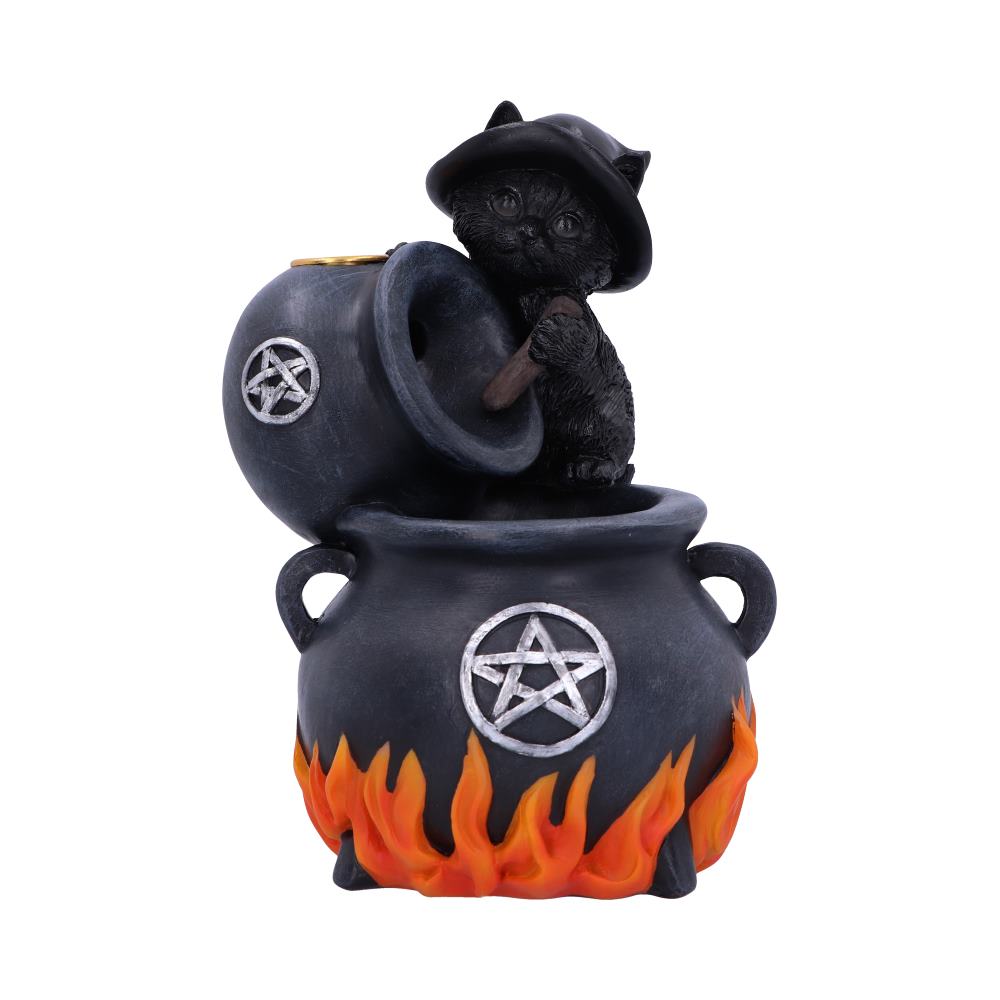 Familiar Brew Black Cat Backflow Incense Burner 18cm: 2 Incense Holders By Gift Moments