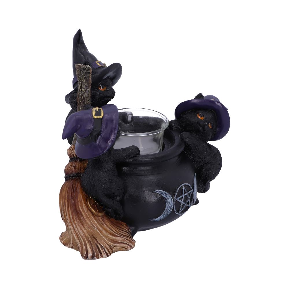 Familiar Cauldron Black Cat Candle Holder 12.5cm: 5 - Candles & Holders By Gift Moments