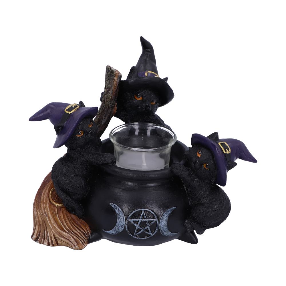 Familiar Cauldron Black Cat Candle Holder 12.5cm: 2 - Candles & Holders By Gift Moments