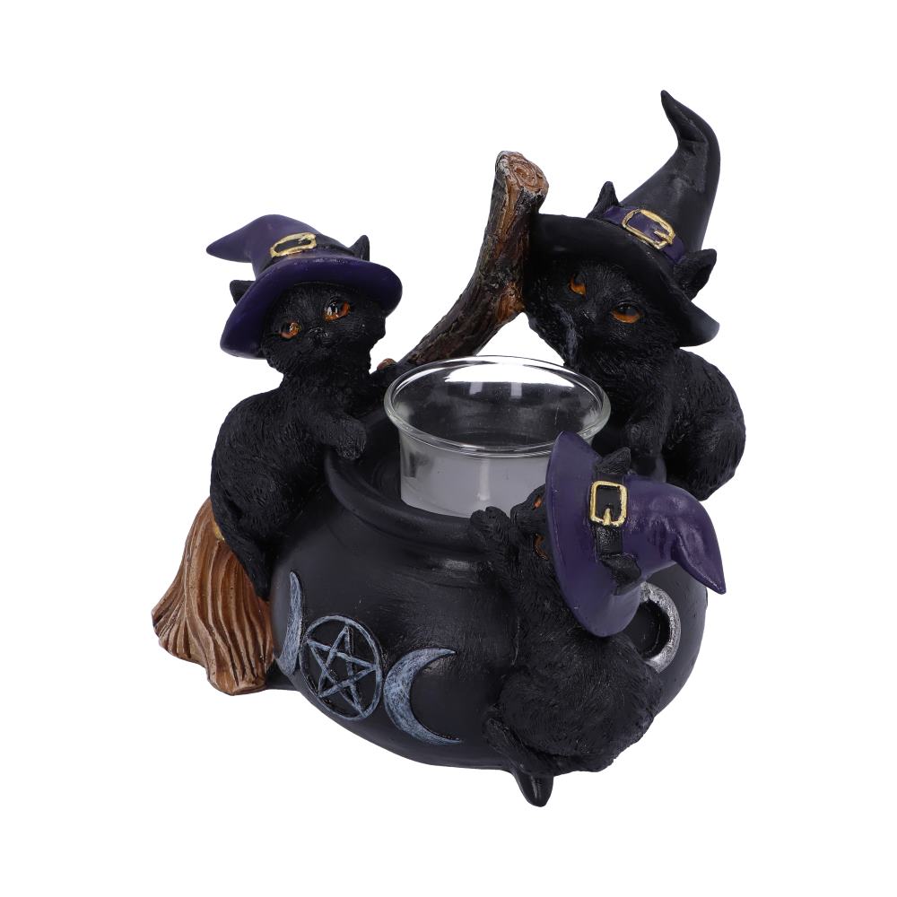 Familiar Cauldron Black Cat Candle Holder 12.5cm: 3 - Candles & Holders By Gift Moments