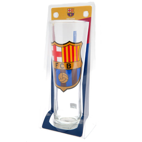 FC Barcelona Colour Crest Tall Beer Glass: 3 - Glassware By Barcelona