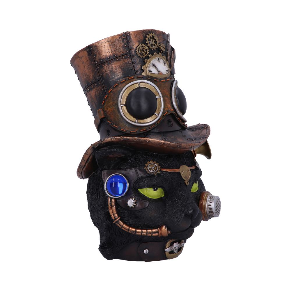 Felius Mogg 28.8cm Steampunk Black Cat Head Figurine: 4 - Figures & Collectables By Gift Moments