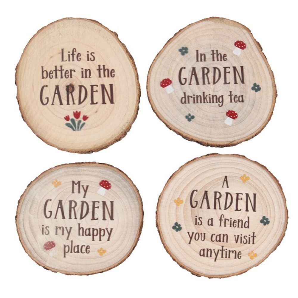 Garden Wood Slice Coaster Set: 1 - Coasters By Gift Moments