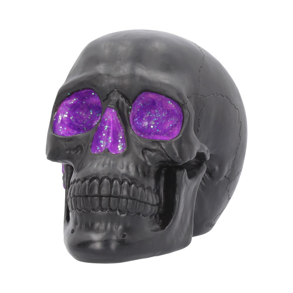 Geode Skull Black Purple Gothic Glitter Skull Figurine: 3 - Figurines Medium (15-29cm) By NN Designs