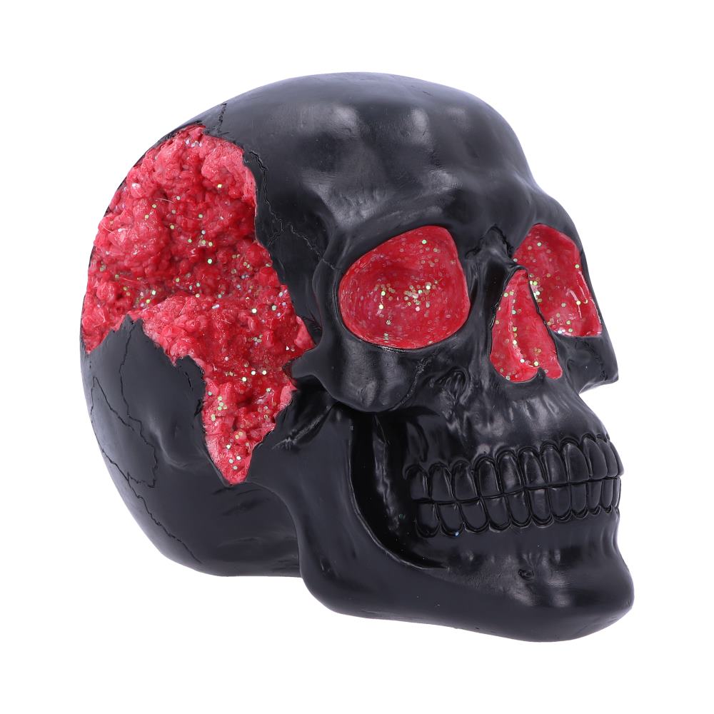 Geode Skull Black Red Gothic Glitter Skull Figurine: 2 - Figures & Collectables By NN Designs