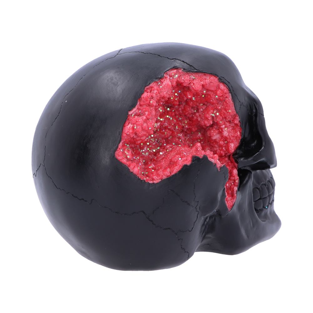 Geode Skull Black Red Gothic Glitter Skull Figurine: 5 - Figures & Collectables By NN Designs