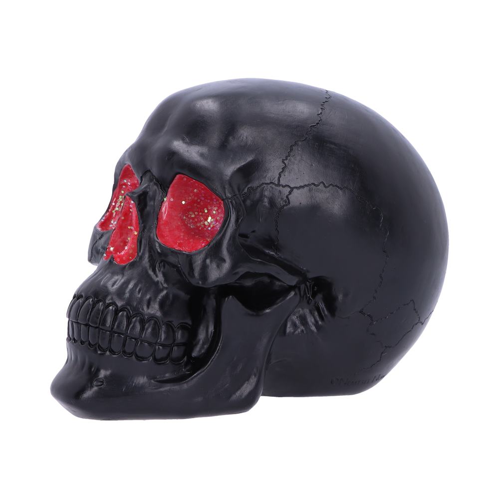 Geode Skull Black Red Gothic Glitter Skull Figurine: 3 - Figures & Collectables By NN Designs