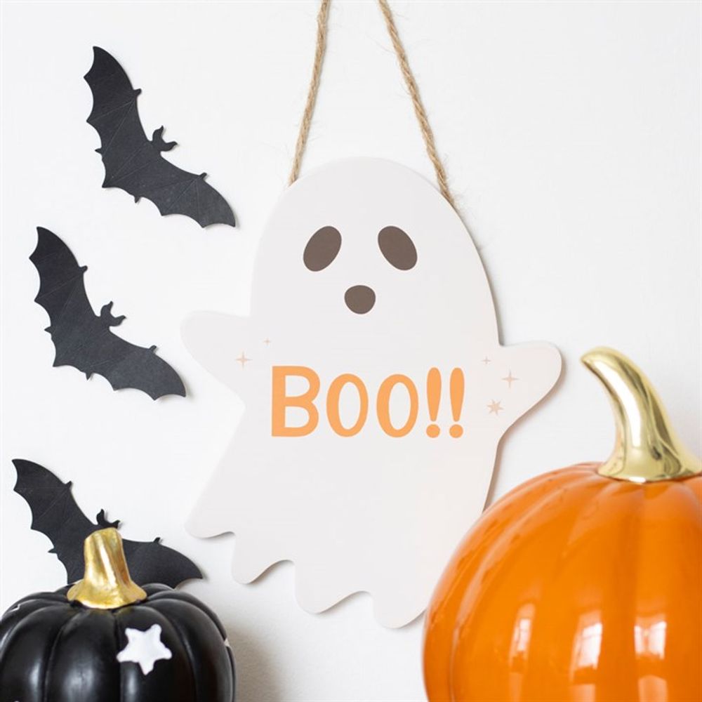 Hanging Ghost Sign with ’Boo’ Text: 1 - Signs & Plaques By Gift Moments