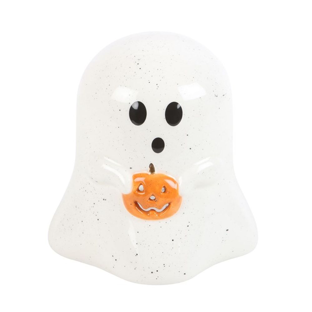 Ghost Shaped Tealight Candle Holder with Pumpkin: 2 - Candles By Gift Moments