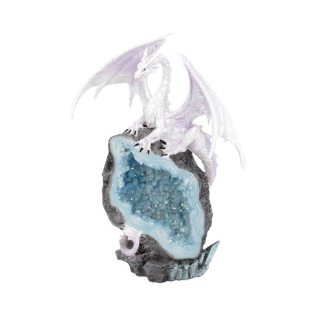 Glacial Custodian Fantasy White Dragon Sitting On A Geode 22cm: 2 - Figures & Collectables By Gift Moments