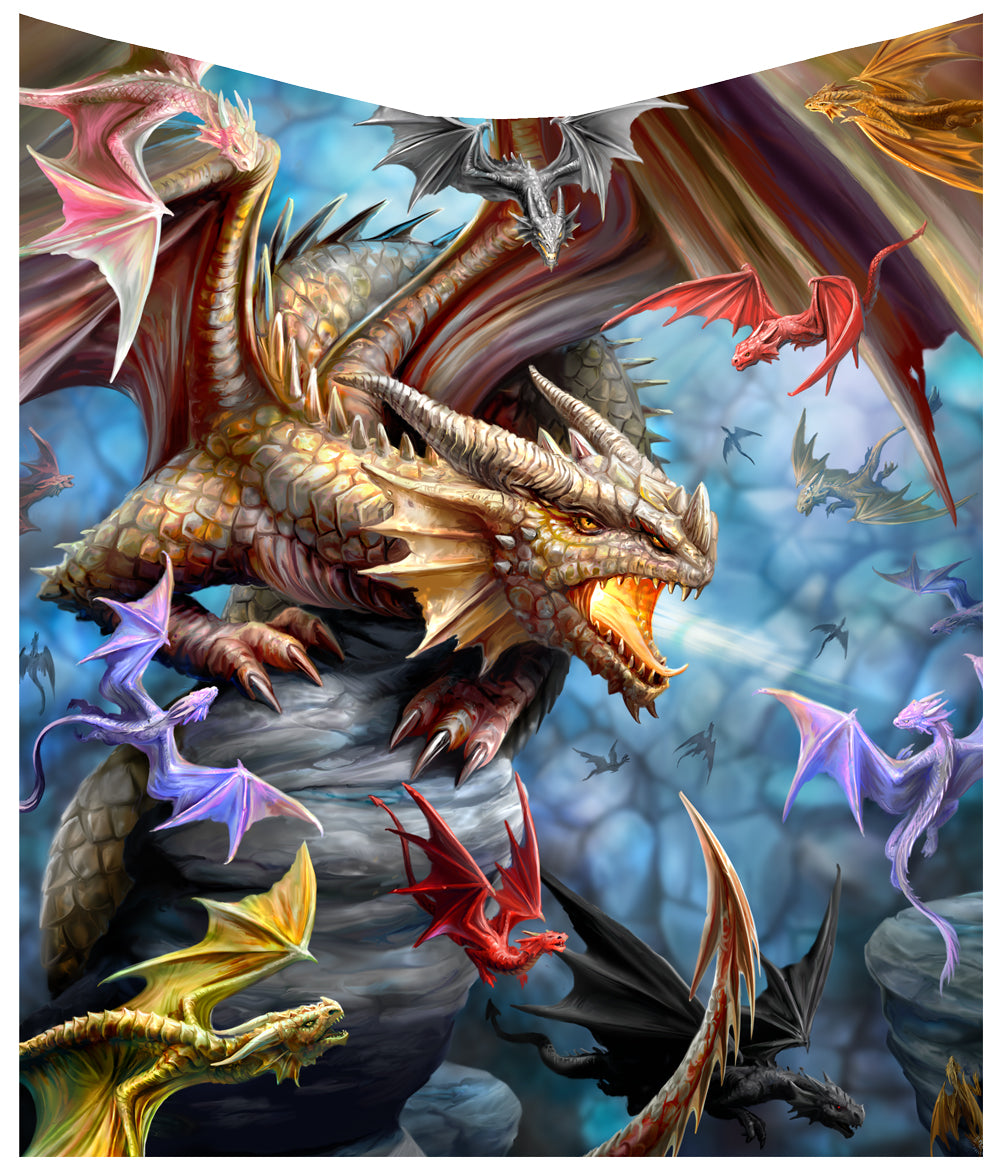 Golden Dragon Nest Throw Blanket: 2 Throws By Anne Stokes